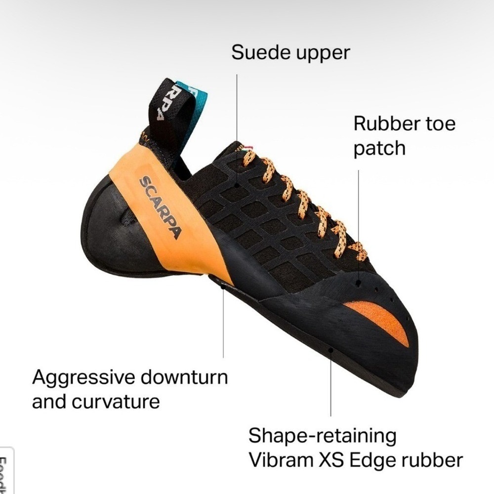 Scarpa Instinct Lace Climbing Shoes Black Orange EU 35.5 US Womens 5 Mens 4 NIB